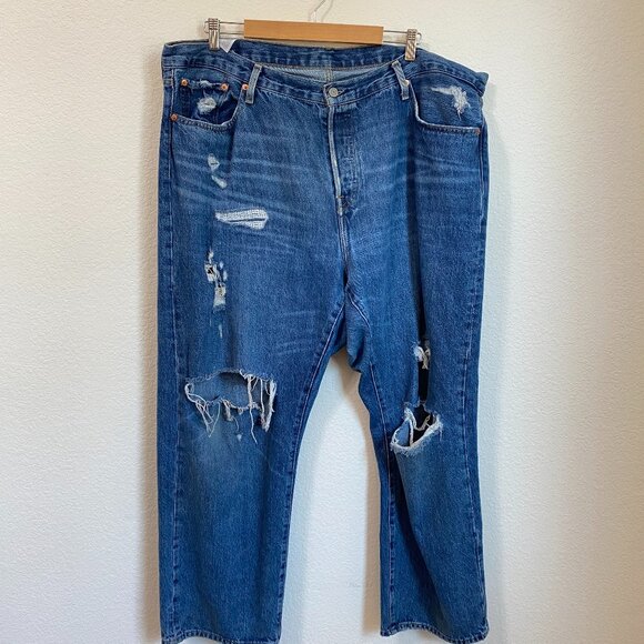Levi's 501 Medium Wash Distressed 20W Plus Size - Picture 1 of 11